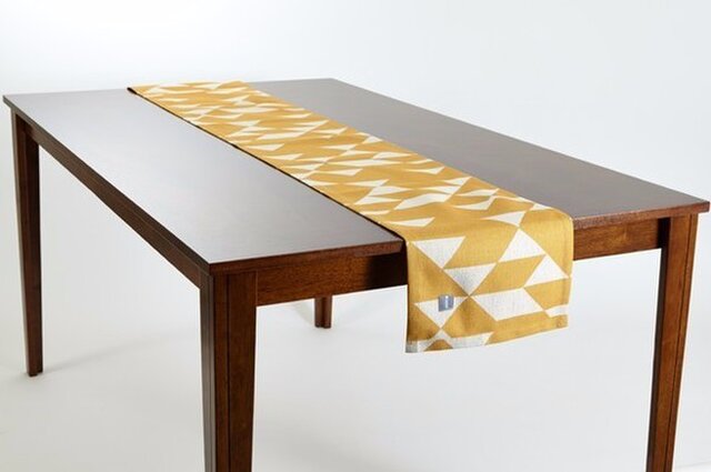 テーブルランナー 北欧 イエローマスタードダイヤモンド 天然リネン 183×30cm jubileetabletr011の画像1枚目