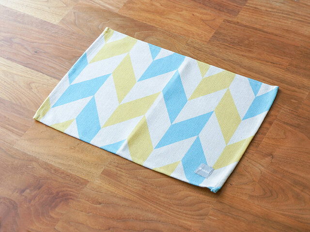 ランチョンマット 北欧柄 ミントイエローフェザー 2枚組 天然リネン 45×32cm jubileeteatoweltt145の画像1枚目
