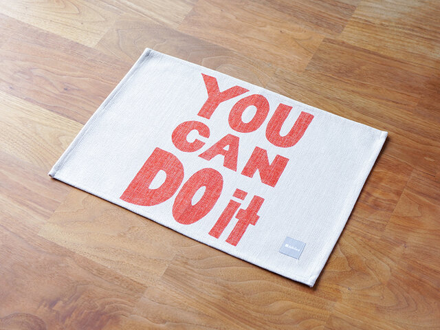 ランチョンマット 北欧デザイン YOU CAN DOit レッド 2枚組 天然リネン jubileeteatoweltt099の画像1枚目