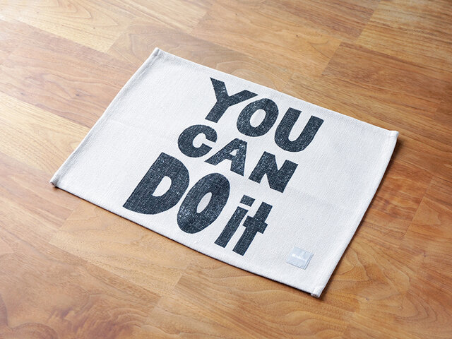 ランチョンマット 北欧デザイン YOU CAN DOit ブラック 2枚組 天然リネン jubileeteatoweltt098の画像1枚目