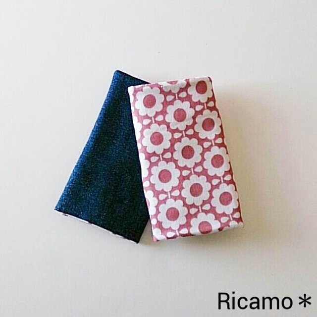 抱っこ紐よだれカバー pink daisy × denimの画像1枚目