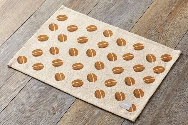 ランチョンマット 北欧 コーヒービーンズドット 2枚組 天然リネン 45×32cm jubileeteatoweltt048ymの画像1枚目