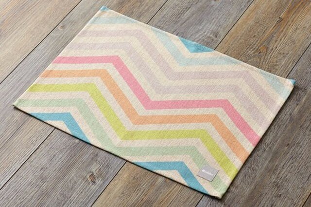 ランチョンマット 北欧デザイン カラフルシェブロン 2枚組 天然リネン 45×32cm jubileeteatoweltt045の画像1枚目