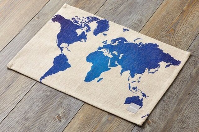 ランチョンマット 北欧デザイン ブルーワールド 2枚組 天然リネン 45×32cm jubileeteatoweltt042の画像1枚目