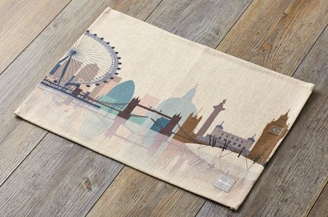 ランチョンマット 北欧デザイン ロンドンスケープ 2枚組 天然リネン 45×32cm jubileeteatoweltt040の画像1枚目
