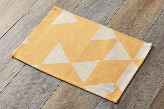 ランチョンマット 北欧柄 イエローダイヤモンド 2枚組 天然リネン 45×32cm jubileeteatoweltt001の画像1枚目
