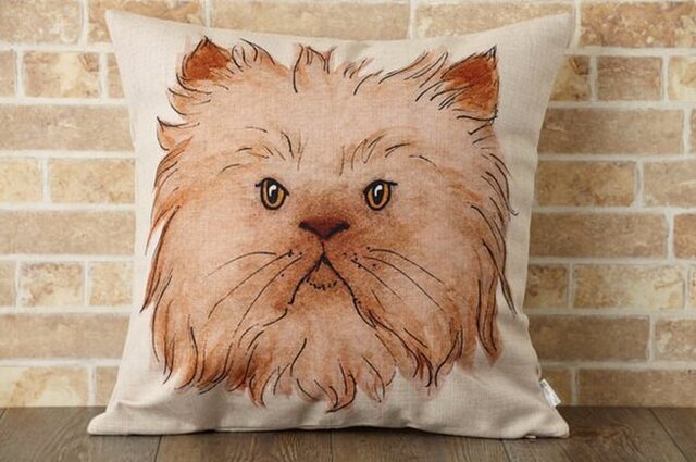 クッションカバー 45×45cm 北欧柄 ヨークシャテリア 天然リネン jubileecushionem003の画像1枚目