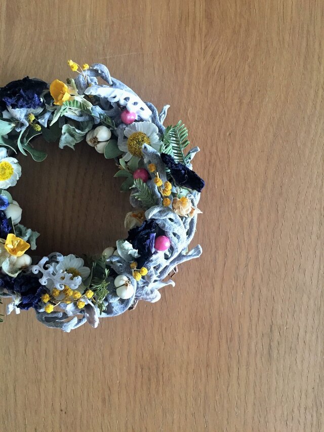 春告げリース　早春のお花で可愛いリースが出来ました