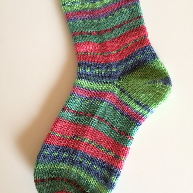 ドイツソックヤーンの手編み靴下 遠雷シャイン