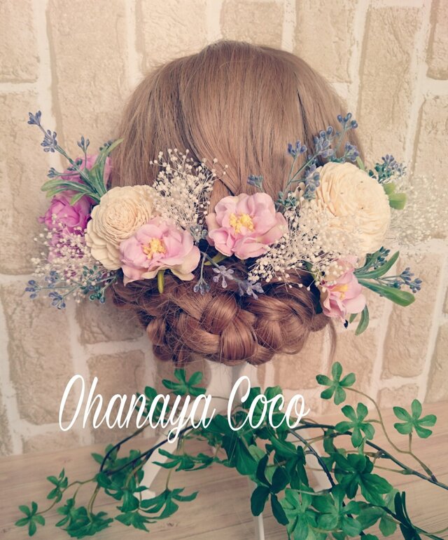 Lalaローズとダリアの髪飾り19点Set No106 ウェディング