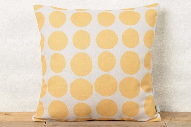 クッションカバー 45×45cm 北欧風 イエローストーンドット 天然リネン jubileecushioncc089ymの画像1枚目
