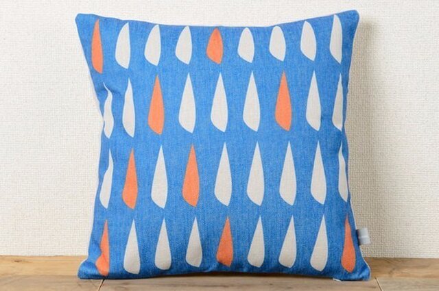 クッションカバー 45×45cm 北欧風 ブルー シーフィッシュ 天然リネン jubileecushioncc086ymの画像1枚目