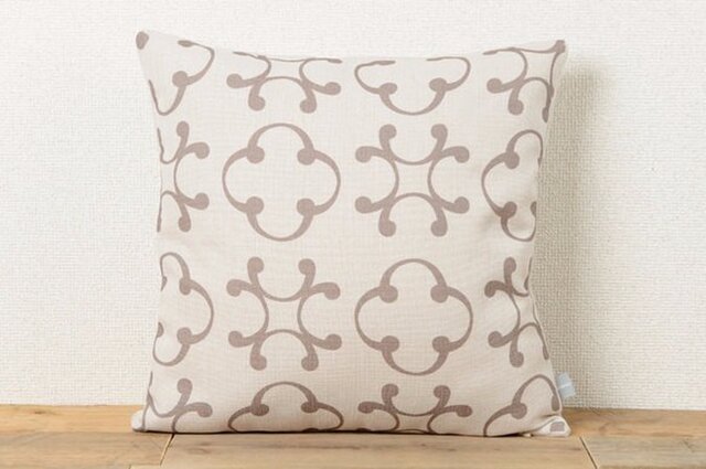 クッションカバー 45×45cm 北欧 グレービンテジクローバー 天然リネン jubileecushioncc061ymの画像1枚目