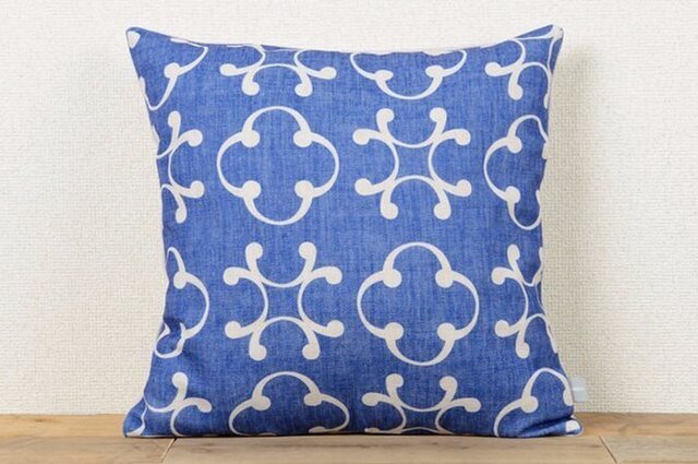 クッションカバー 45×45cm 北欧風 ブルー ビンテージクローバー jubileecushioncc060ymの画像1枚目