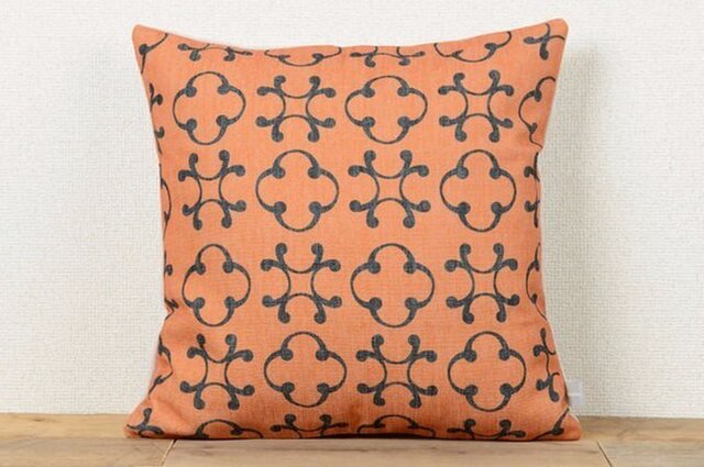 クッションカバー 45×45cm 北欧風 オレンジ ビンテージクローバー jubileecushioncc058ymの画像1枚目