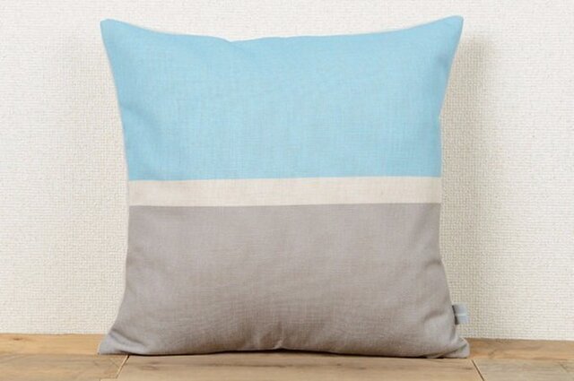 クッションカバー 45×45cm 北欧デザイン ブルー グレー ホライゾン jubileecushioncc054ymの画像1枚目