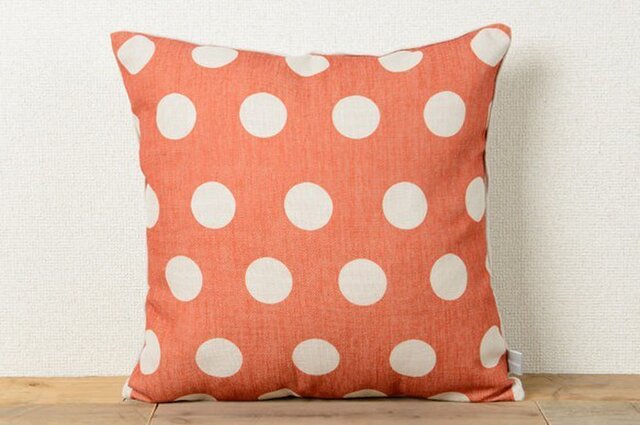クッションカバー 45×45cm \天然リネン オレンジ ドット jubileecushioncc007の画像1枚目