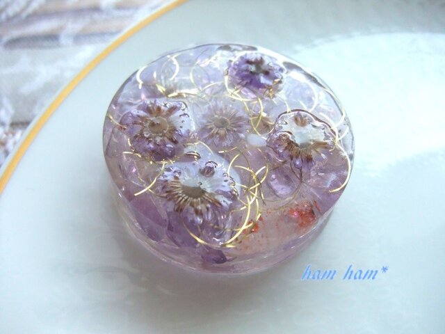 フローティングフラワーのオルゴナイト *スーパーセブン＆アメトリン