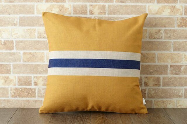 クッションカバー 45×45cm 北欧柄 天然リネン センターネイビーストライプ jubileecushionse507の画像1枚目