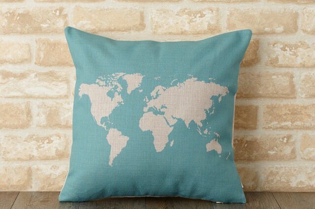 クッションカバー 45 45cm 北欧柄 世界地図 ホワイトワールド Jubileecushionse453a Iichi ハンドメイド クラフト作品 手仕事品の通販