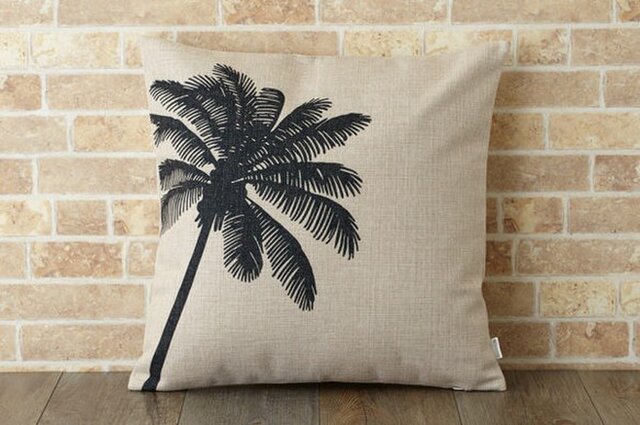クッションカバー 45×45cm ハワイ 南国 サーフ リネン パームツリー jubileecushionse386aの画像1枚目