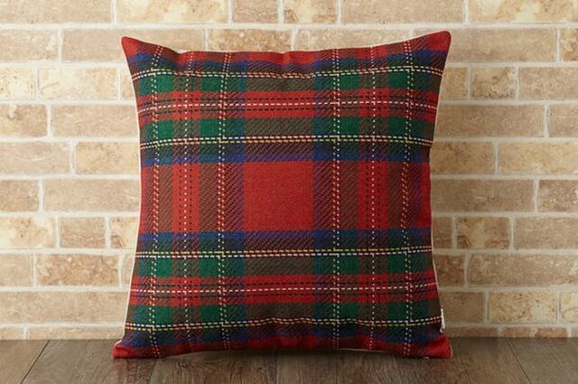 クッションカバー 45×45cm イギリス 英国 レッド タータン チェック jubileecushionor009の画像1枚目