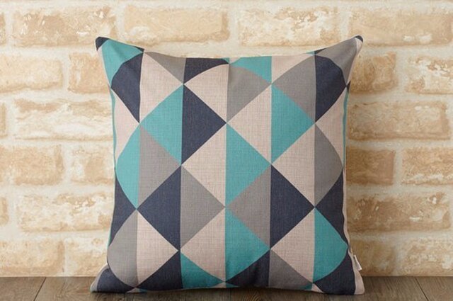 クッションカバー 45×45cm 天然リネン ブルーグレーダイヤモンド jubileecushionor010の画像1枚目