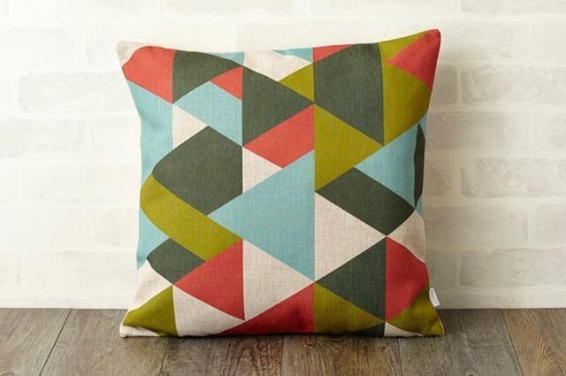 クッションカバー 45×45cm 人気 柄 天然リネン グリーンレッドジオ jubileecushionse287aの画像1枚目