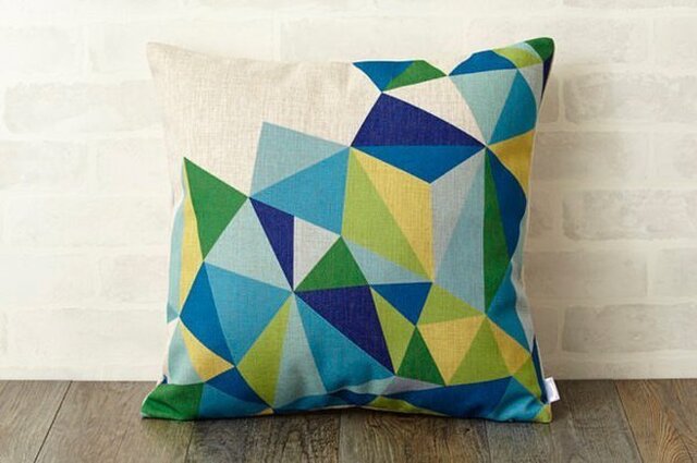 クッションカバー 45×45cm 北欧 天然リネン グリーンジオ jubileecushionse367aの画像1枚目