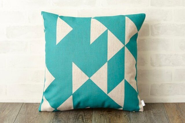 クッションカバー 45×45cm 北欧デザイン 天然リネン ミントダイヤモンド jubileecushionse353aの画像1枚目