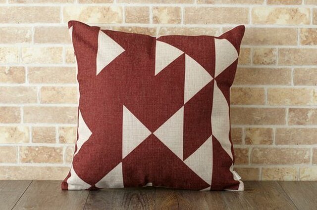 クッションカバー 45×45cm 北欧 天然リネン バーガンディーダイヤモンド jubileecushionse498の画像1枚目