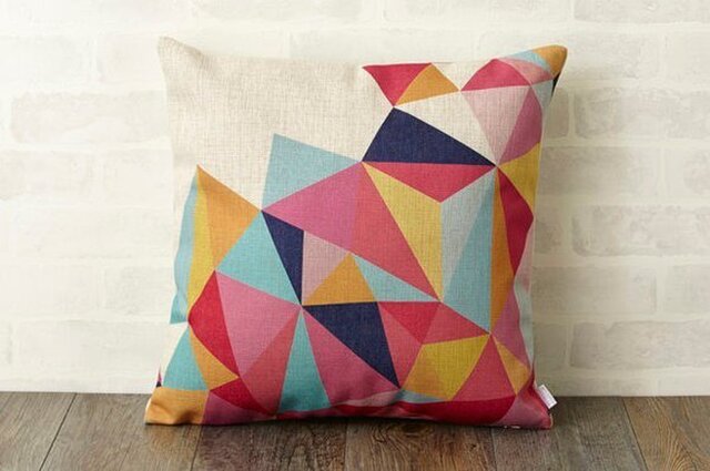 クッションカバー 45×45cm アート カラフル 天然リネン レッドジオ jubileecushionse361aの画像1枚目