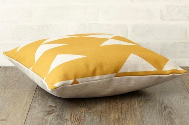 クッションカバー 北欧 人気 柄 春 イエローマスタードダイヤ