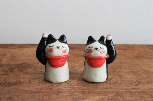 招き猫のはちわれさん ( 黒・大 )の画像1枚目