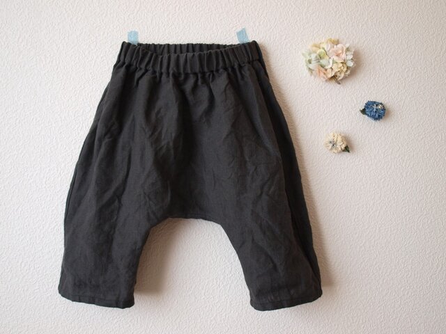 LINEN ボンタンパンツ *スミクロ* size 80の画像1枚目