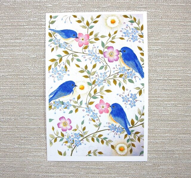 お好きなポストカード2枚。「花と小鳥」の画像1枚目
