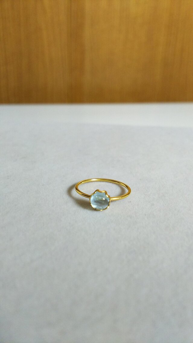 宝石質アクアマリンベゼルリング(7号)の画像1枚目