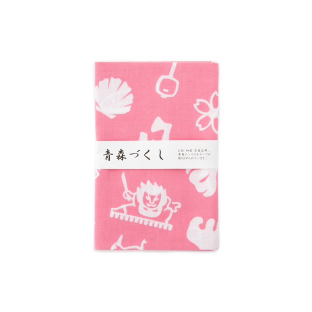 オリジナルてぬぐい 青森づくし ピンクの画像1枚目