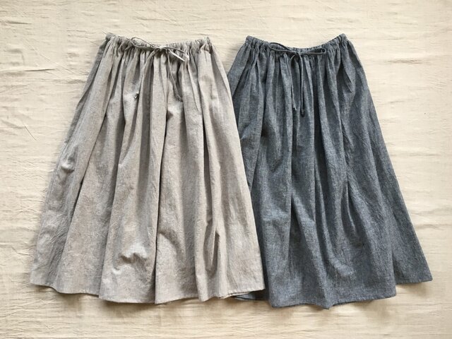 綿麻ギャザースカート【オーダー可能】の画像1枚目