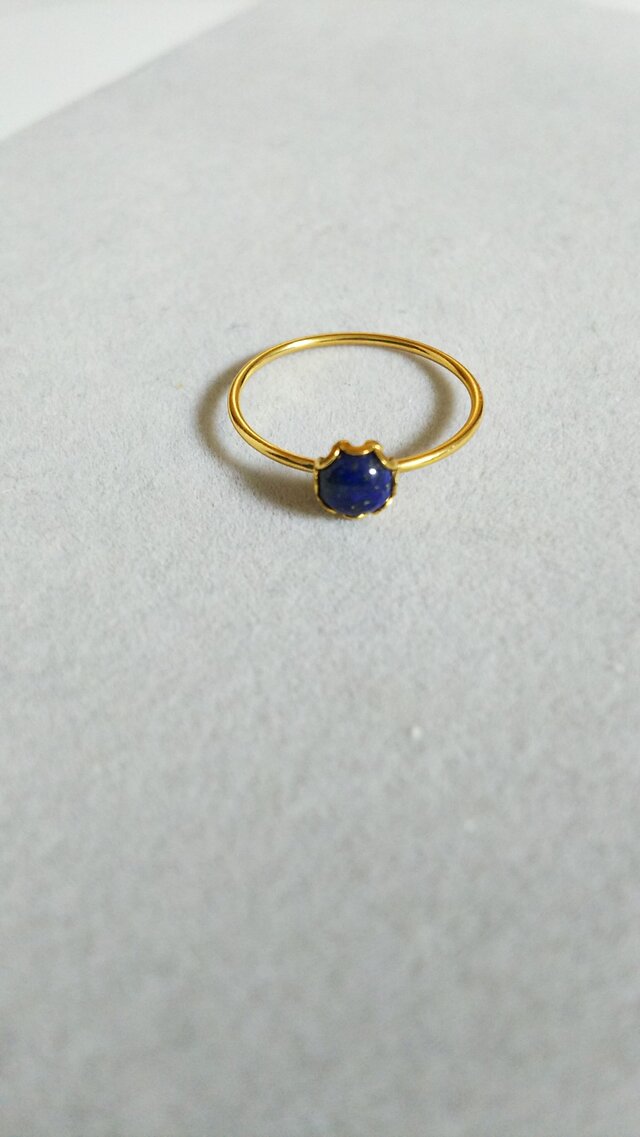 宝石質ラピスラズリベゼルリング(10号)の画像1枚目