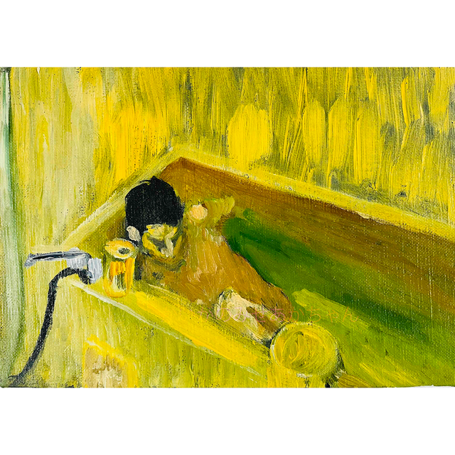 原画「痒い背中」サムホール・油彩画