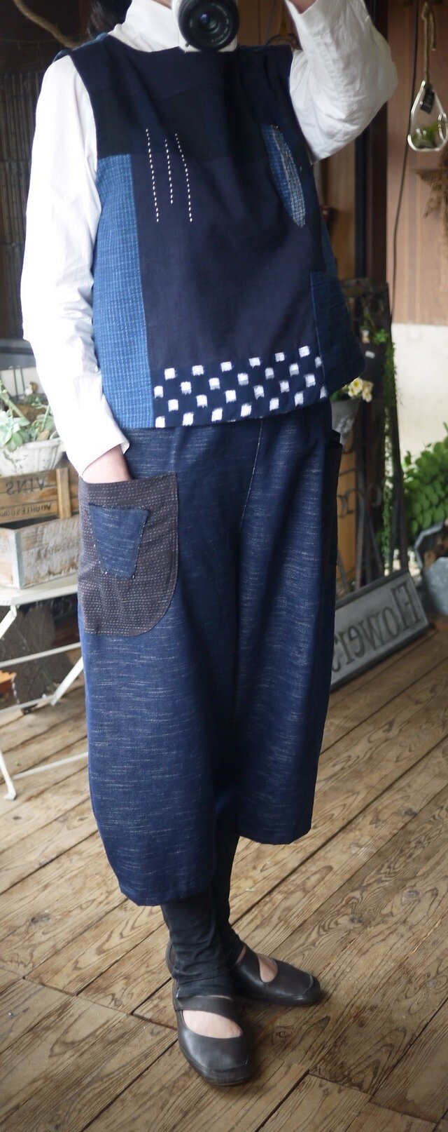 久留米絣100ゆったりパンツの画像1枚目