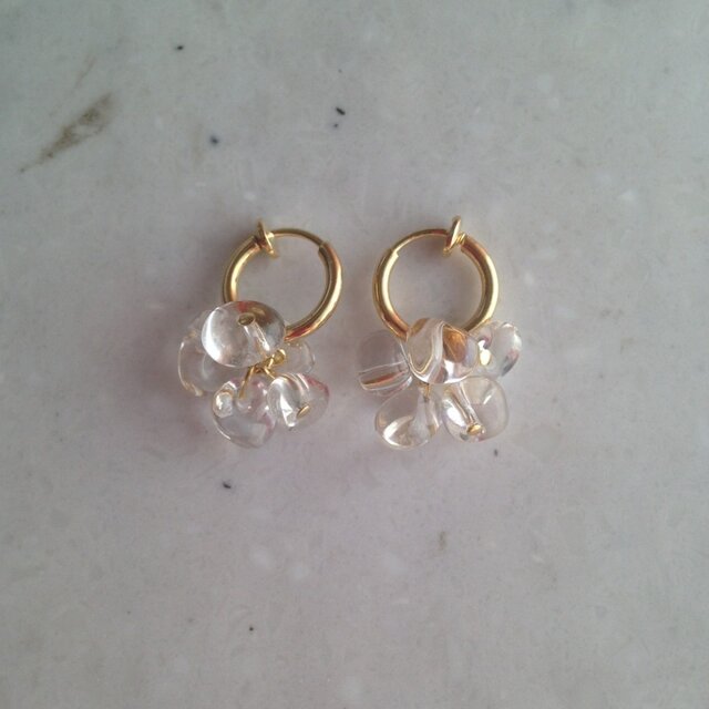 水晶リングイヤリング