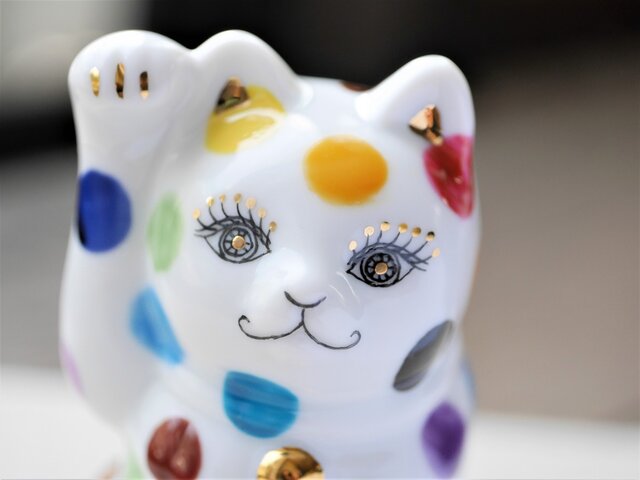 骨董　陶器製 招き猫 カラフル首輪 骨董 陶器製 招き猫 カラフル首輪 81oLXp3gd3L._UF894