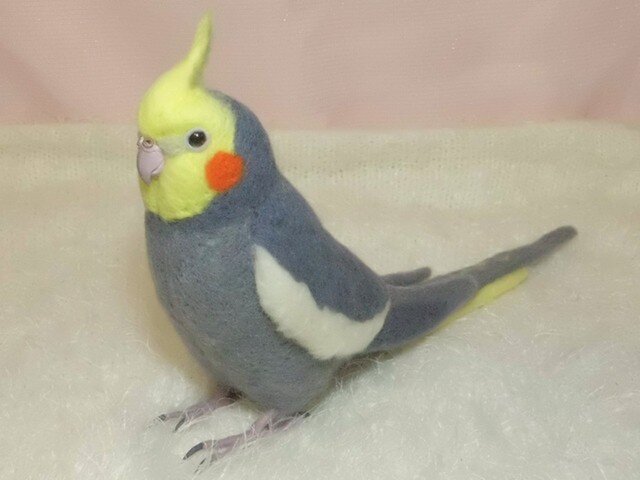 羊毛フェルト　　オカメインコ リアル！オカメインコ ノーマル♂ 羊毛フェルト 受注製作 ライフ