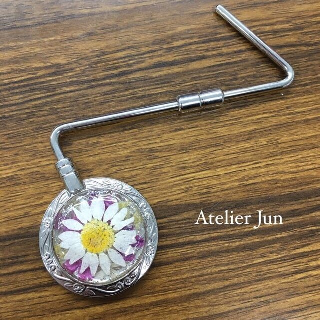 押し花バッグハンガー(シルバー)の画像1枚目