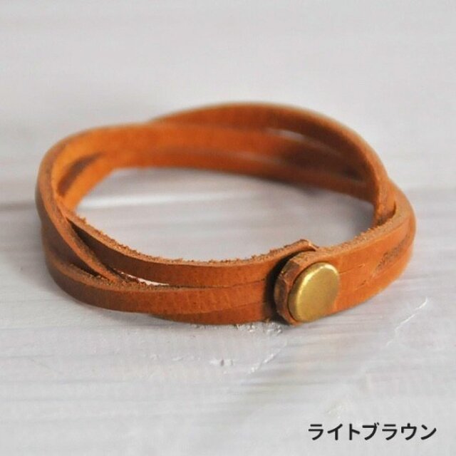 ヌメ革3つ編みブレスレット ライトブラウンの画像1枚目