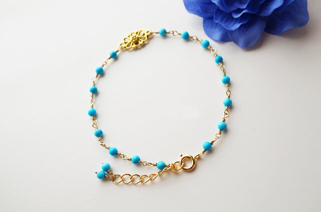 プチオリエンタル ターコイズブレスレット Petit Oriental Turquoise bracelet B0014の画像1枚目