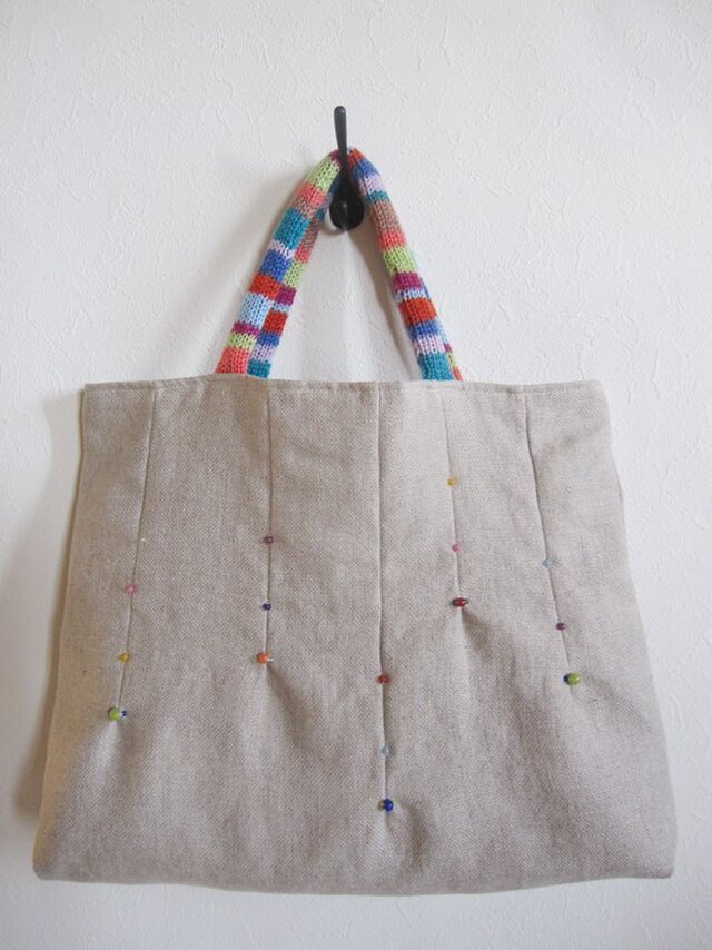 持ち手がかわいい麻かばん