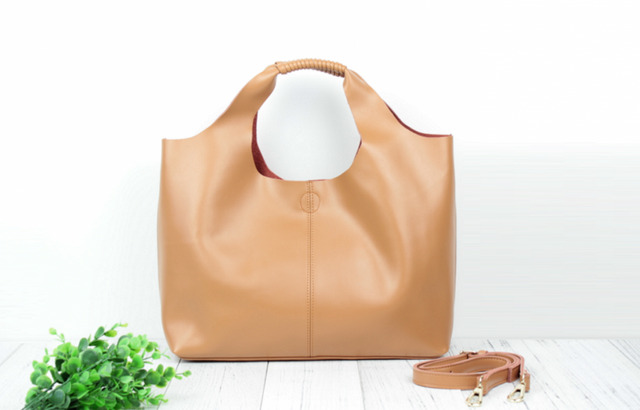 本革 インナーバッグ&ポーチ付きレザーハンドバッグ ♪Brown♪の画像1枚目